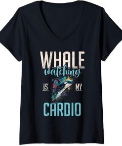 Womens Whales Watch Dolphin Pottwhal Funny Saying Orca Whale V-Neck T-Shirt