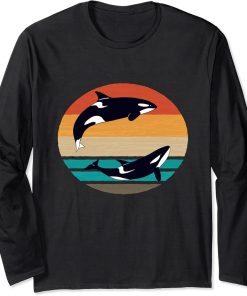 Classic Retro 80s Orca Sunset Long Sleeve T-Shirt