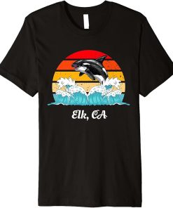 Vintage Elk CA Distressed Orca Killer Whale Art Premium T-Shirt