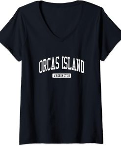 Womens Orcas Island Washington WA Vintage Athletic Sports Design V-Neck T-Shirt