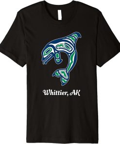 Blue Green Native American Whittier AK Orca Killer Whale Premium T-Shirt