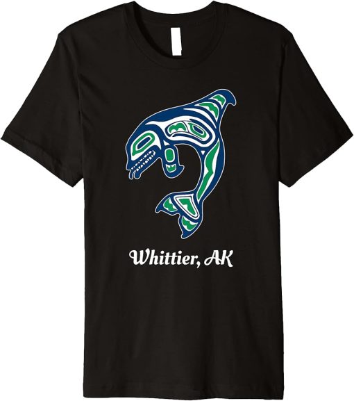 Blue Green Native American Whittier AK Orca Killer Whale Premium T-Shirt