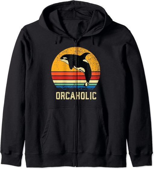 Retro Orca Whale Shirt Killer Whale Shirt | Orca Puns Zip Hoodie