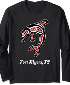 Native American Fort Myers Florida Red Orca Killer Whale Long Sleeve T-Shirt