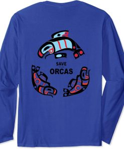 Save the Orcas - NW Coast Indian Style Formline Design Long Sleeve T-Shirt