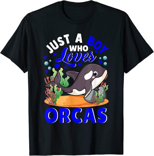 Just a Boy Who Loves Orcas Whales Son Kids Orcas T-Shirt