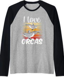 I Love Orcas Sea Protect Whale Orca Raglan Baseball Tee