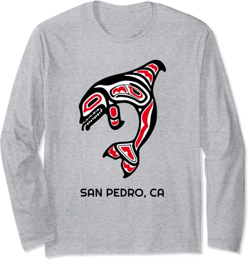 San Pedro, California Native American Orca Killer Whale Long Sleeve T-Shirt